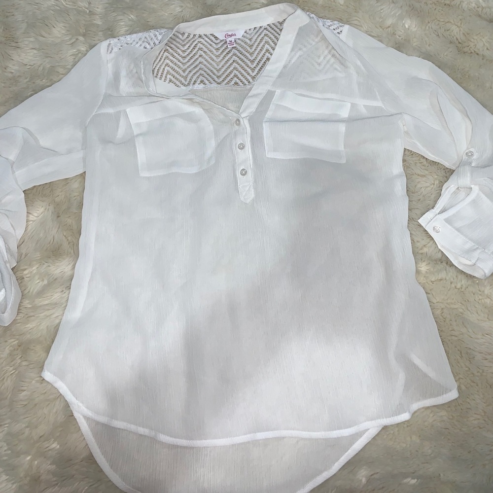 Lace back white blouse